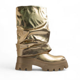 Europeon Union Women Gold Leather Half Boot #3434